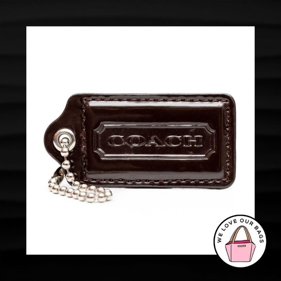 2.5" Large COACH BROWN PATENT LEATHER KEY FOB BAG - Picture 1 of 1